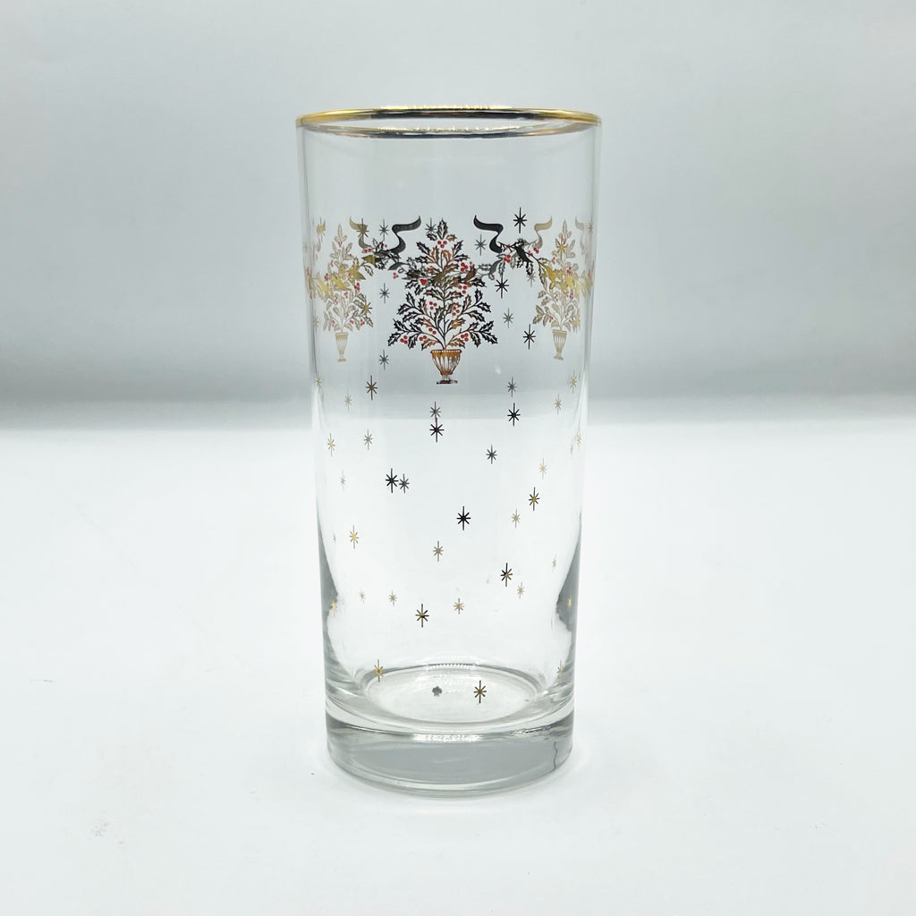 Vintage Mid Century Modern Set Of 8 Christmas High Ball Glasses