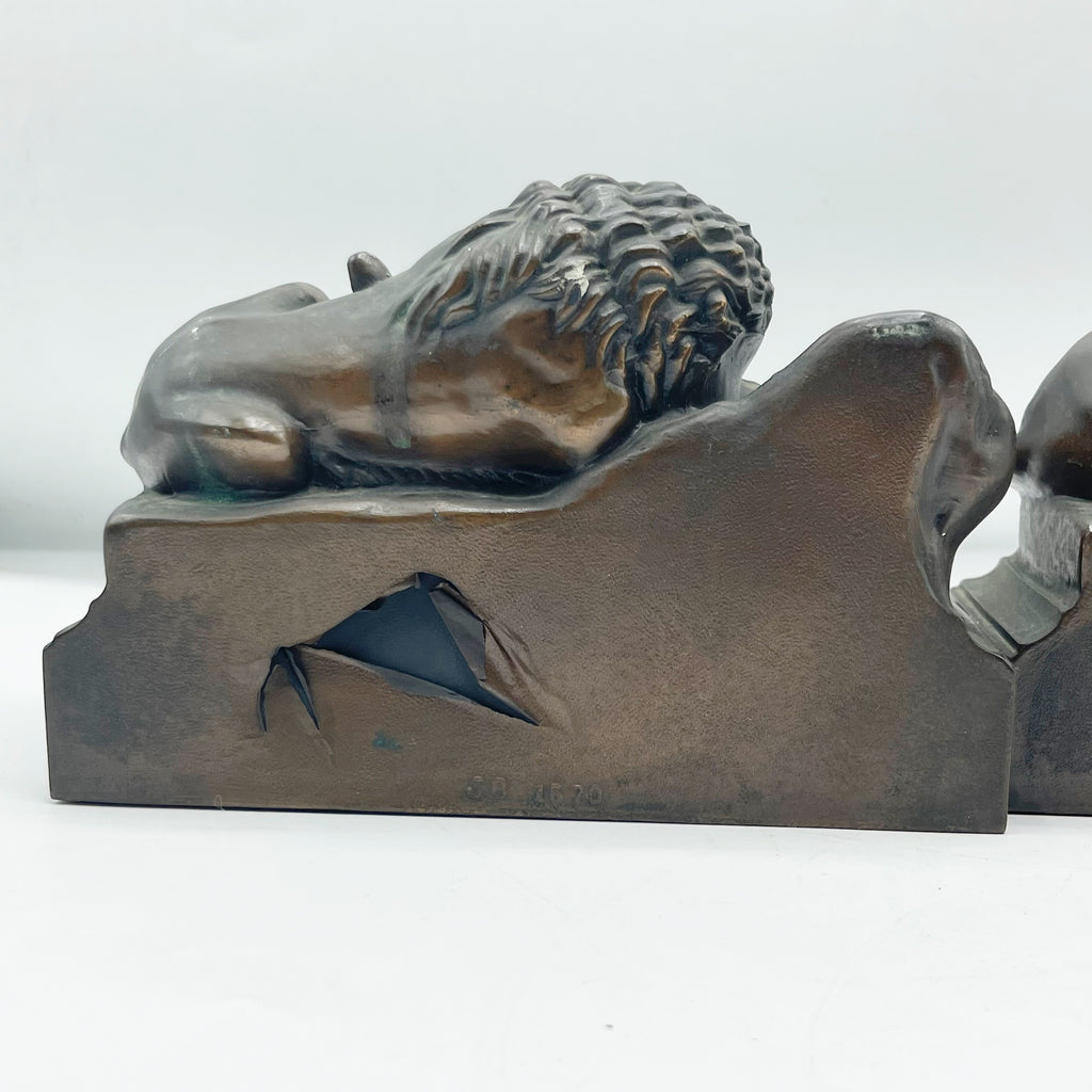 Vintage Metal Lion Book Ends