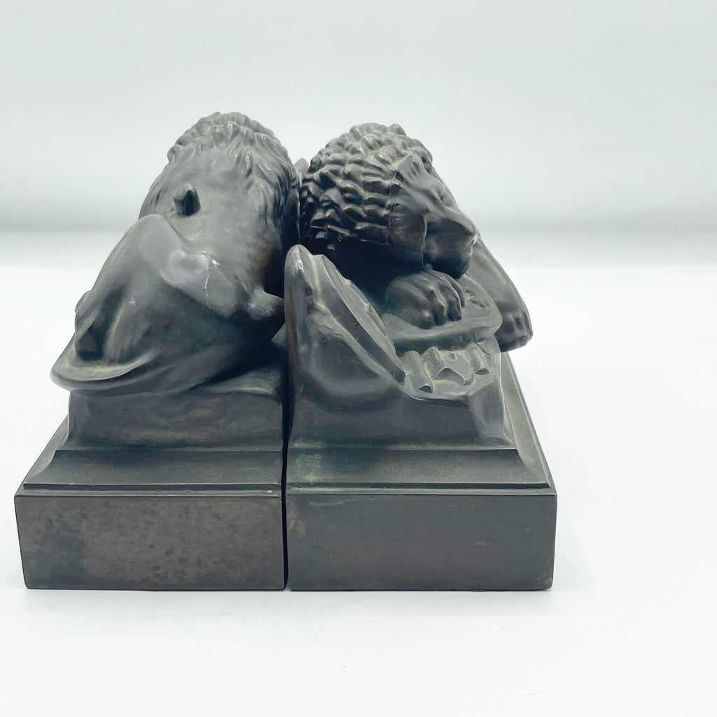 Vintage Metal Lion Book Ends