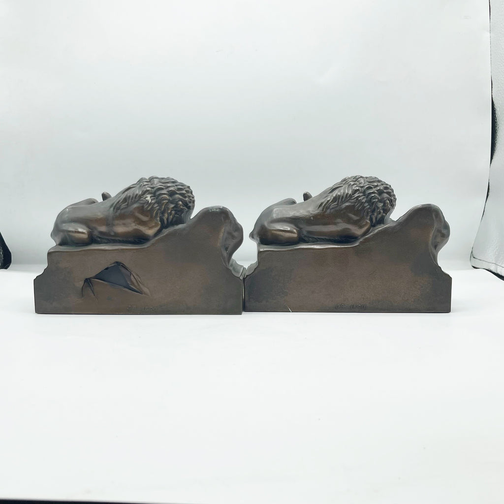 Vintage Metal Lion Book Ends