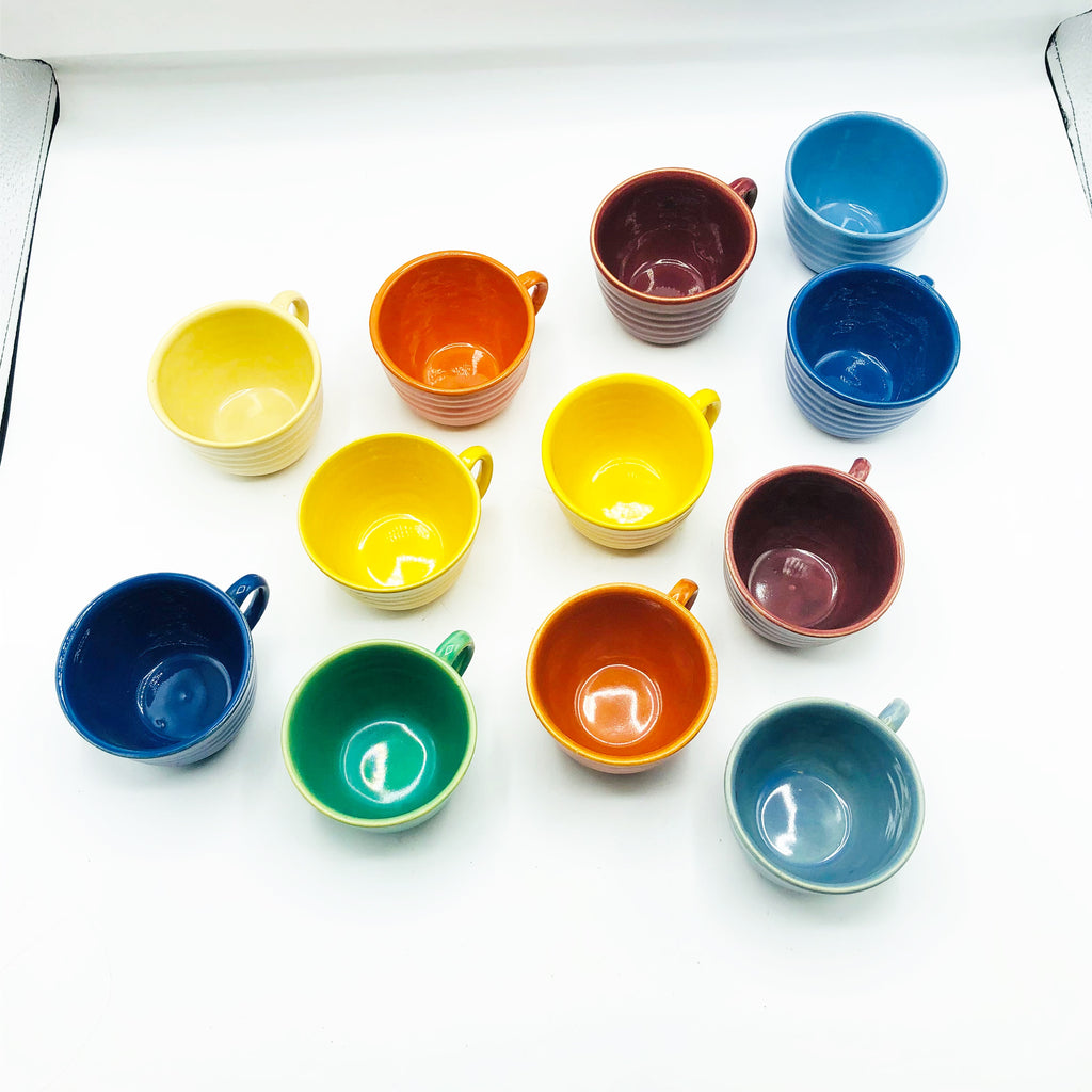 Vintage 14” Bauer Footed 1930’s Punch Bowl W/ 12 Cups