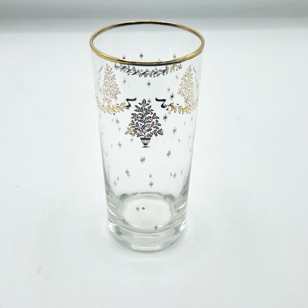 Vintage Mid Century Modern Set Of 8 Christmas High Ball Glasses