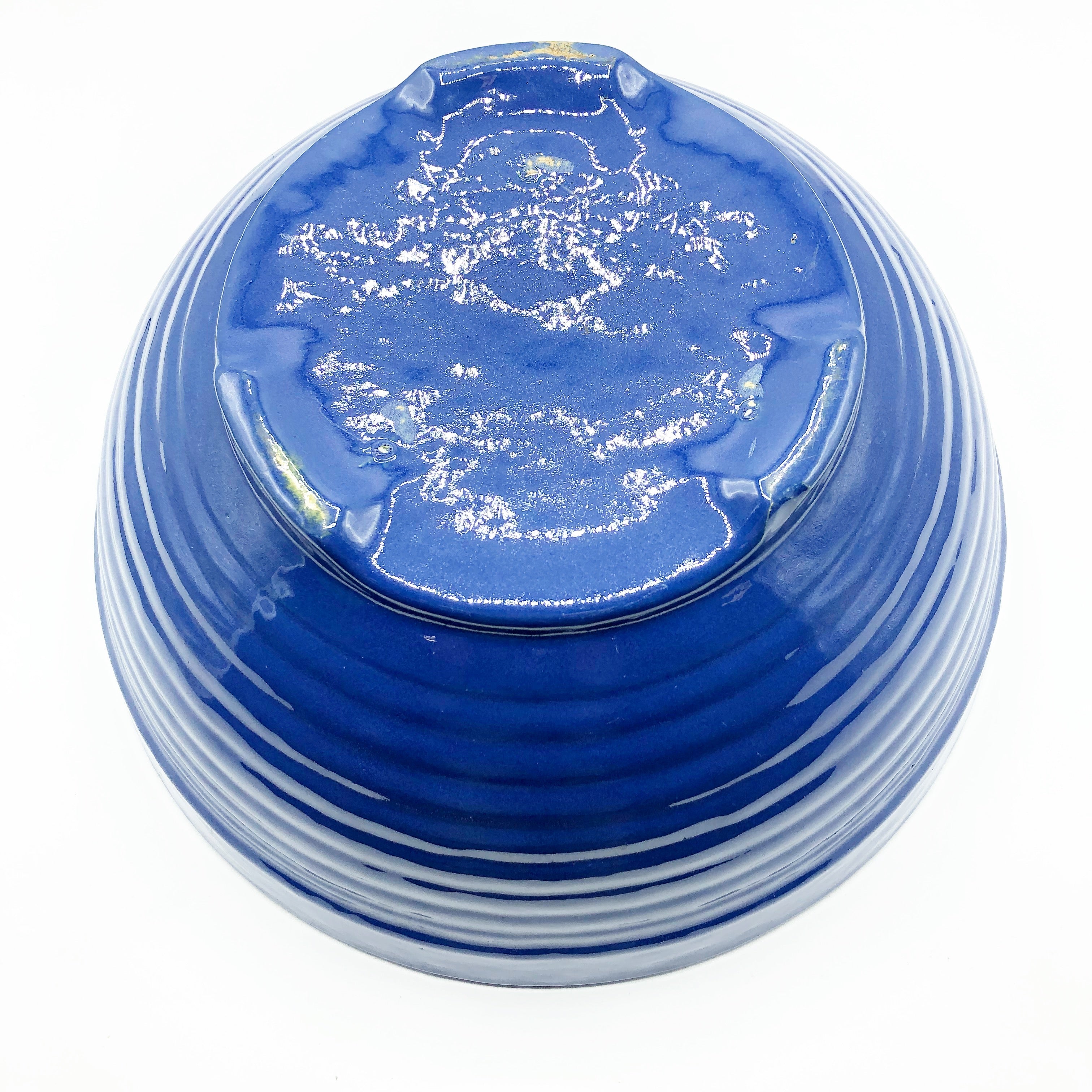 Vintage 1930’s Bauer Pottery Royal Blue Footed Salad/ Punch Bowl