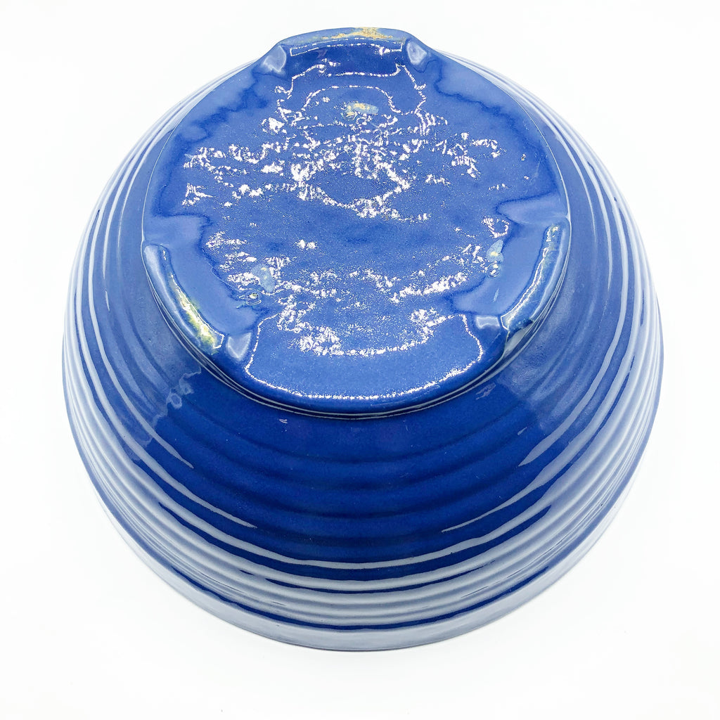 Vintage 1930’s Bauer Pottery Royal Blue Footed Salad/ Punch Bowl