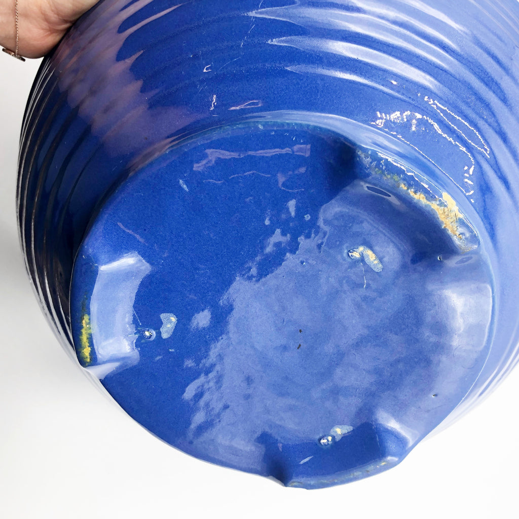 Vintage 1930’s Bauer Pottery Royal Blue Footed Salad/ Punch Bowl