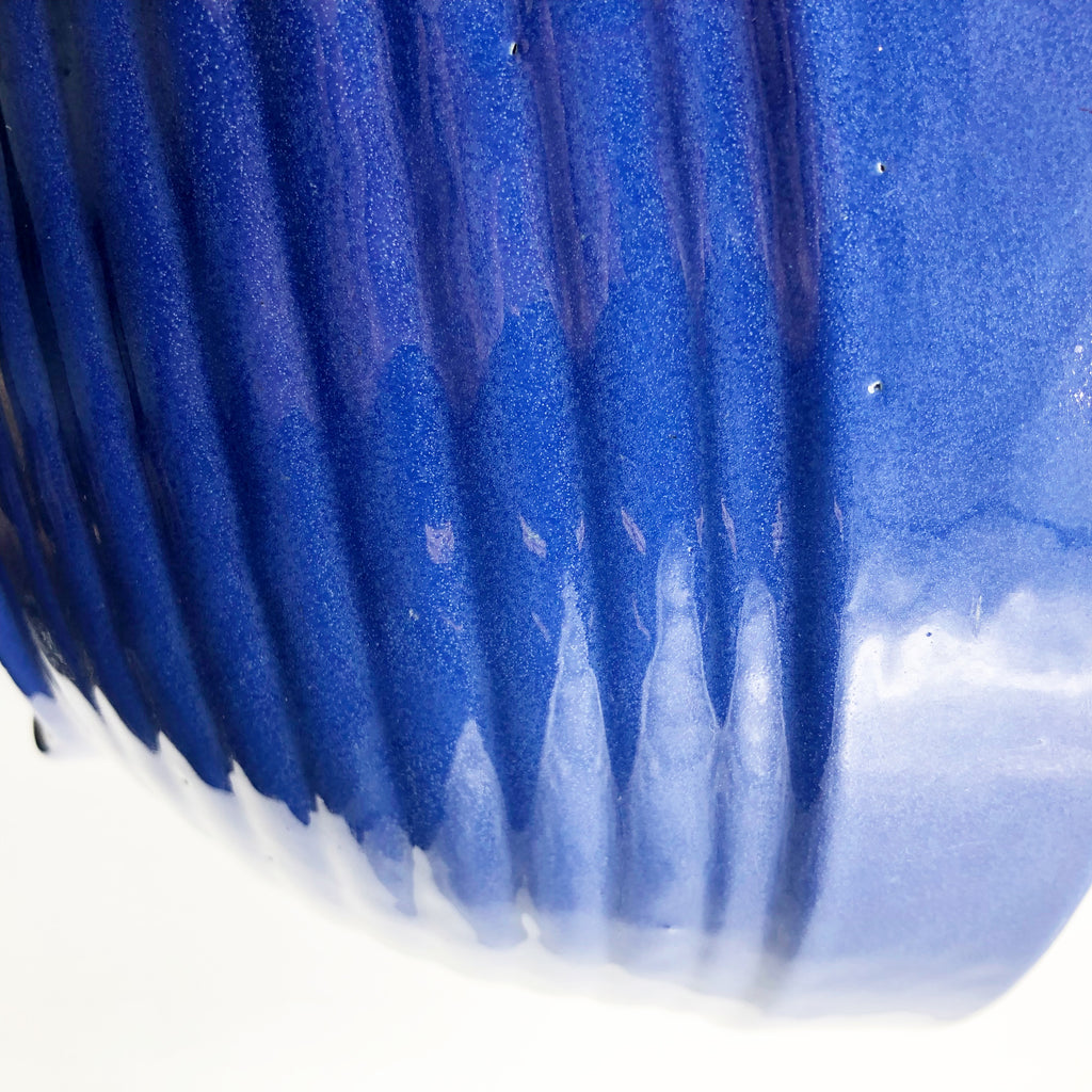 Vintage 1930’s Bauer Pottery Royal Blue Footed Salad/ Punch Bowl