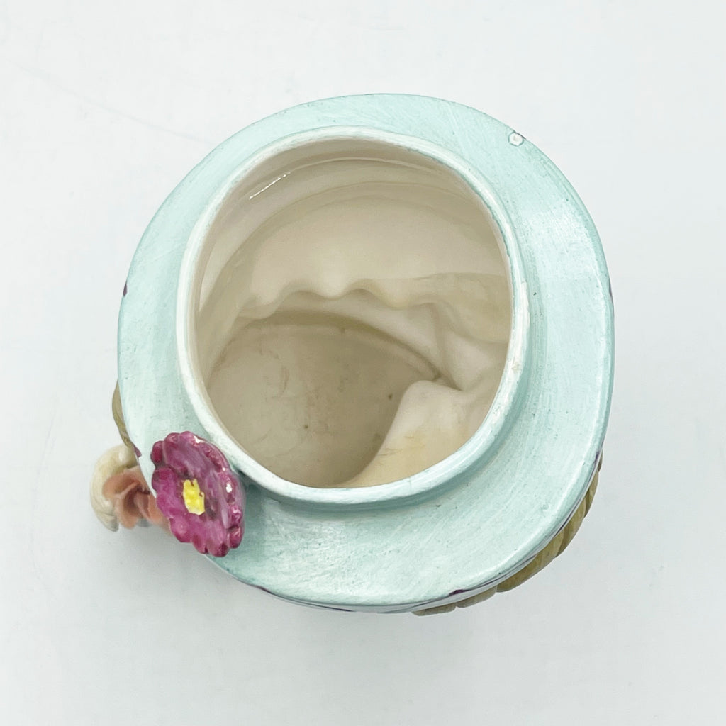 Vintage Blue Hat Female Head Vase