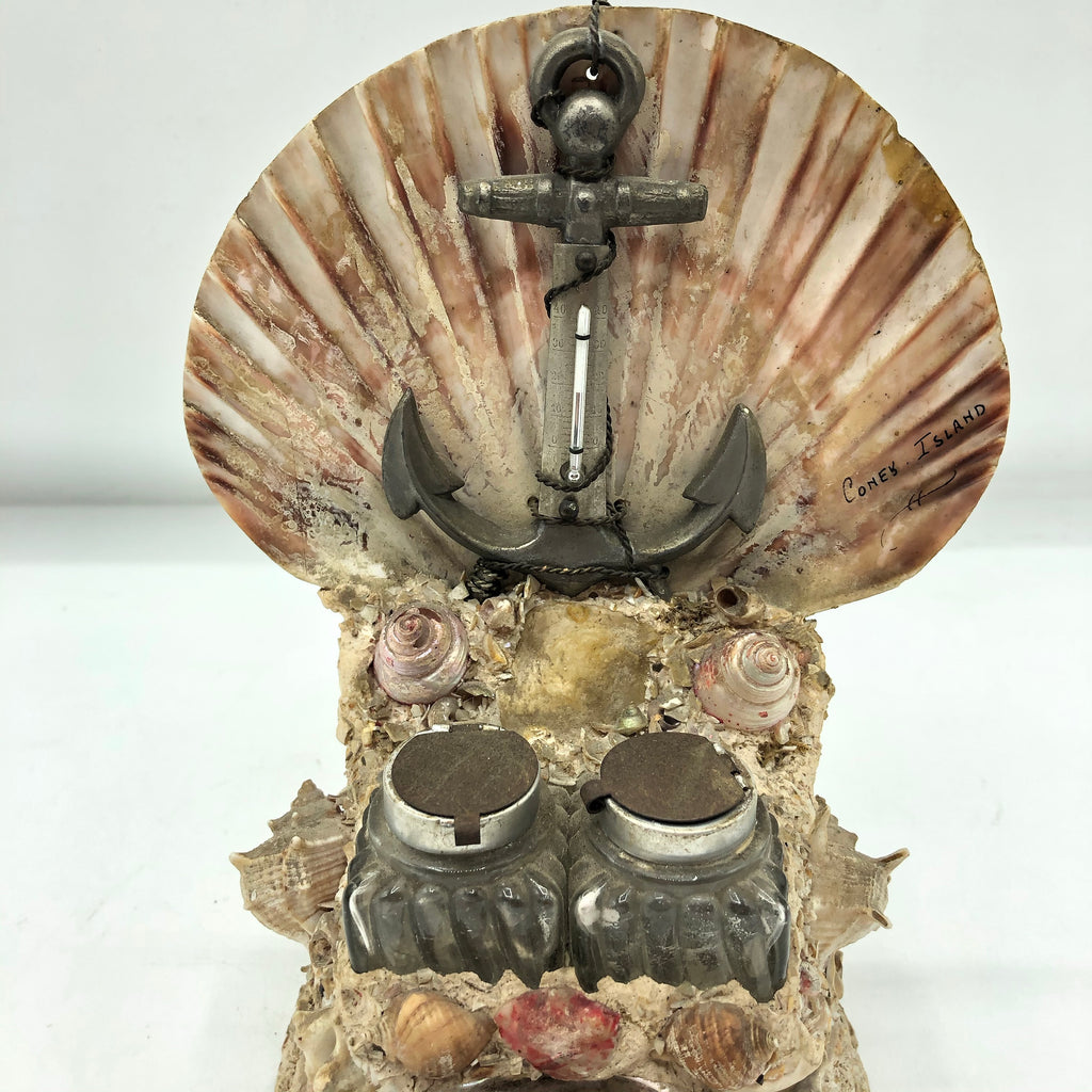 Antique Coney Island Seashell Souvenir Inkwell