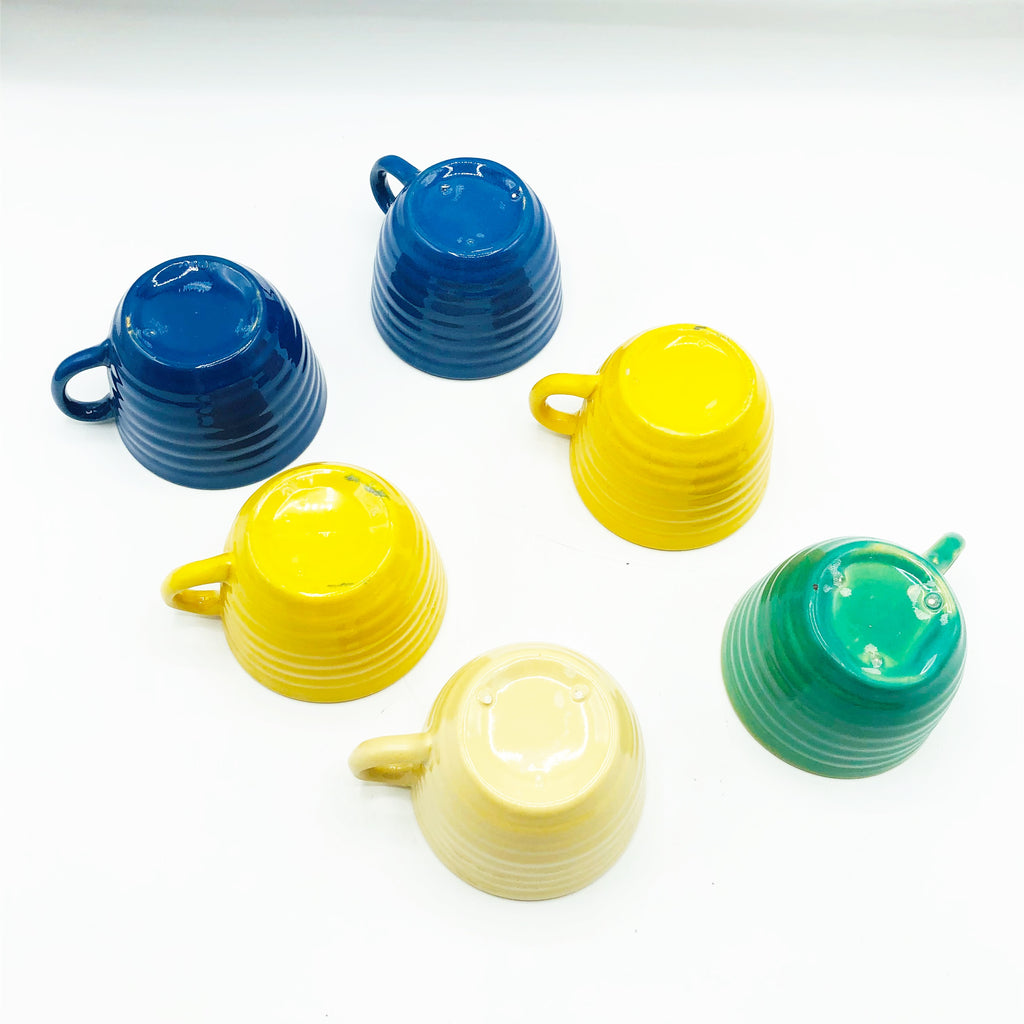 Vintage 14” Bauer Footed 1930’s Punch Bowl W/ 12 Cups