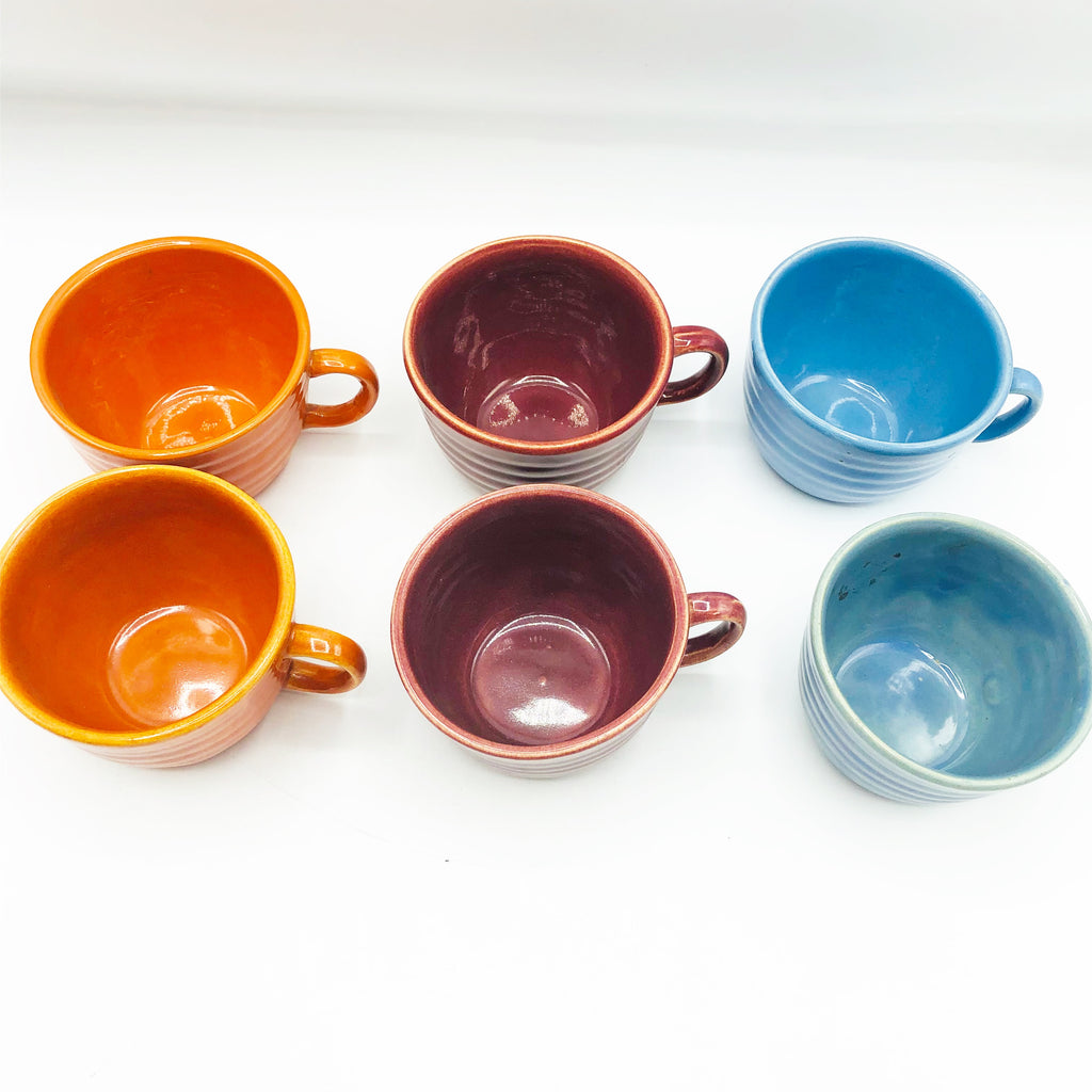 Vintage 14” Bauer Footed 1930’s Punch Bowl W/ 12 Cups