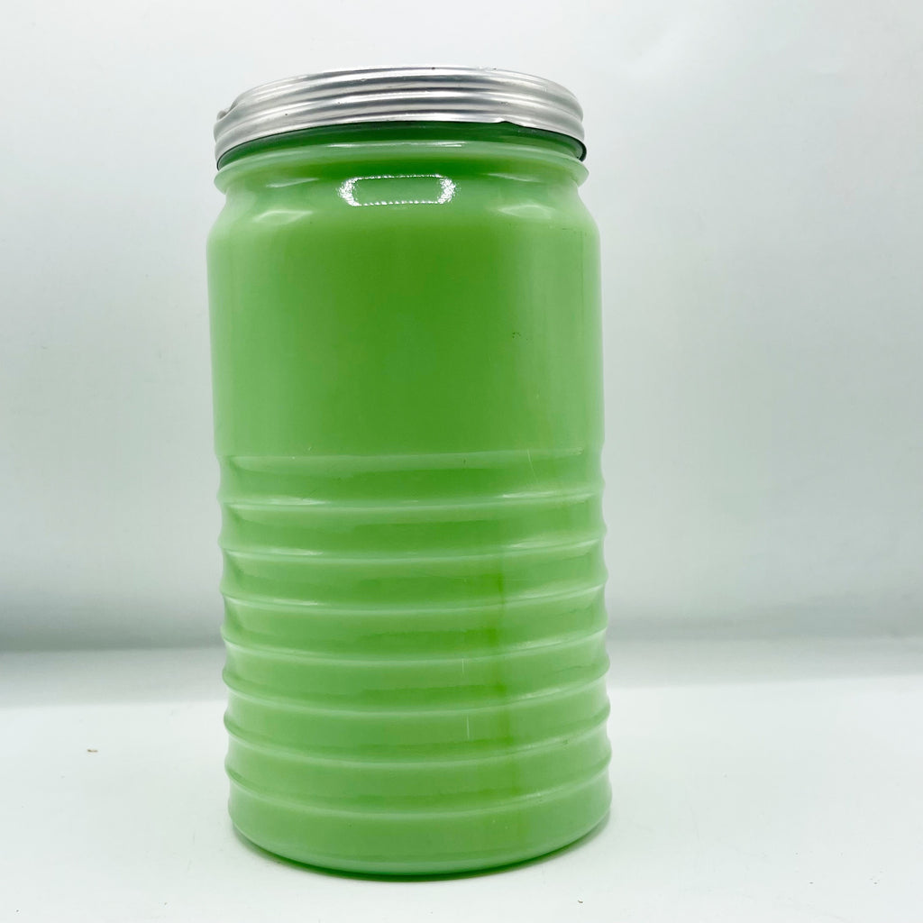 Vintage 1930’s Jeannette Jadite 40oz Ribbed Sugar Canister