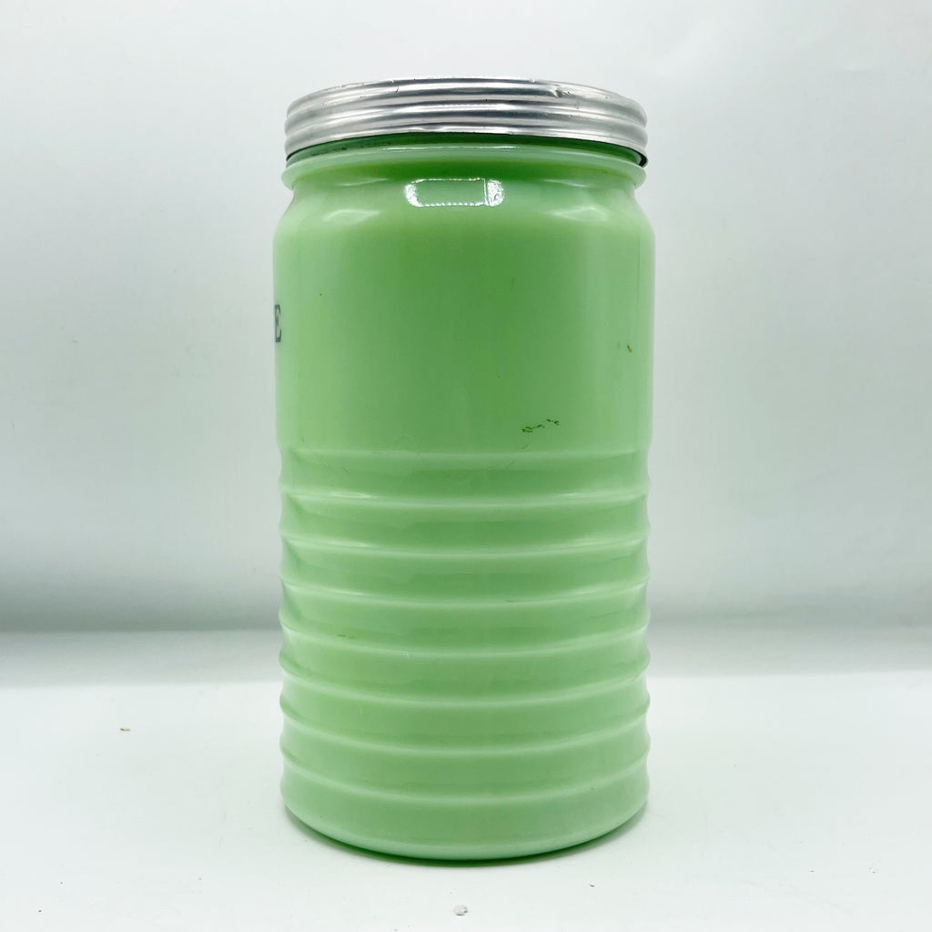 Vintage 1930’s Jeannette Jadite 40oz Ribbed Coffee Canister