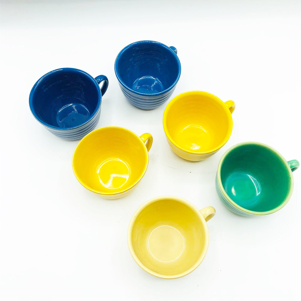 Vintage 14” Bauer Footed 1930’s Punch Bowl W/ 12 Cups