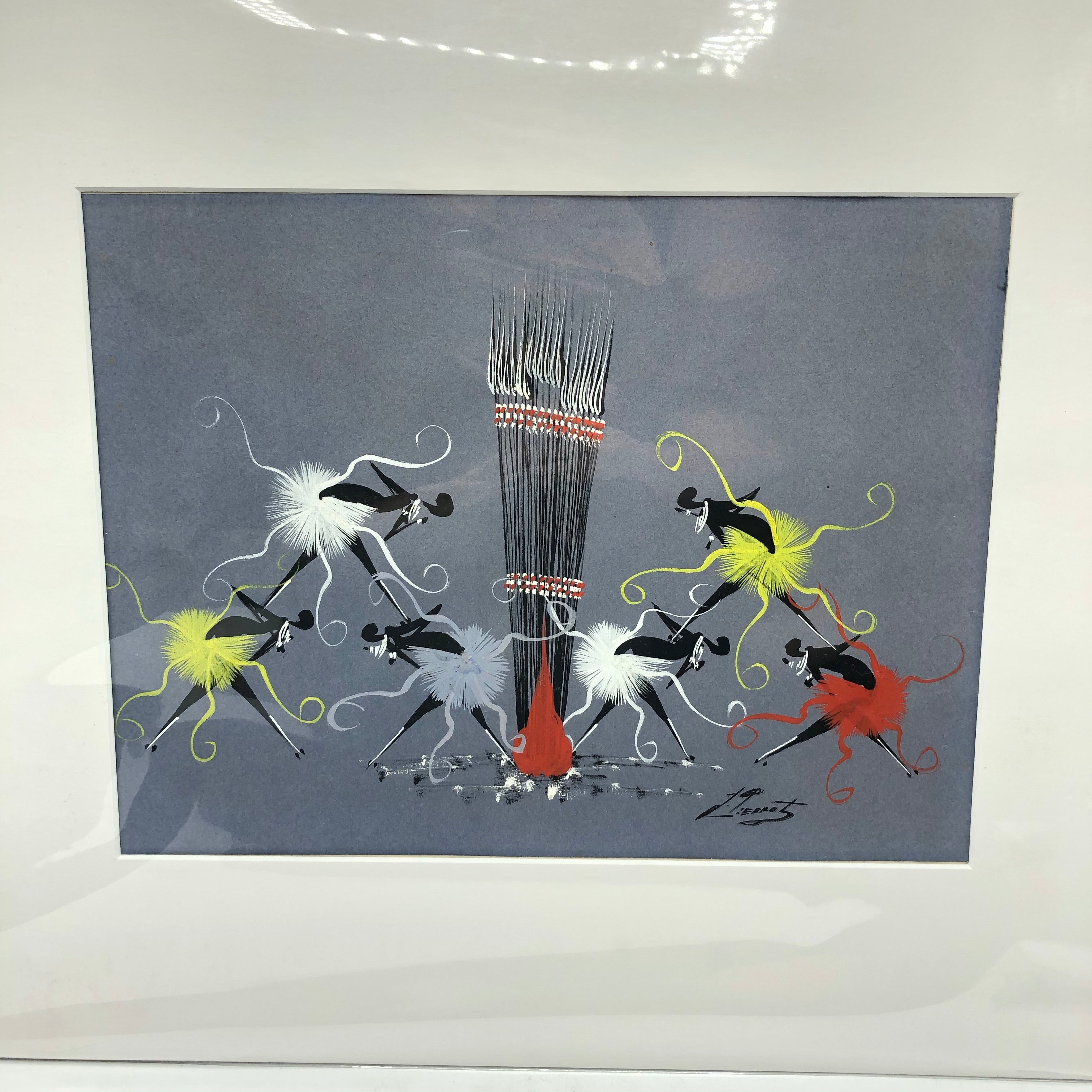 Mid Century Modern African Dancer Painting