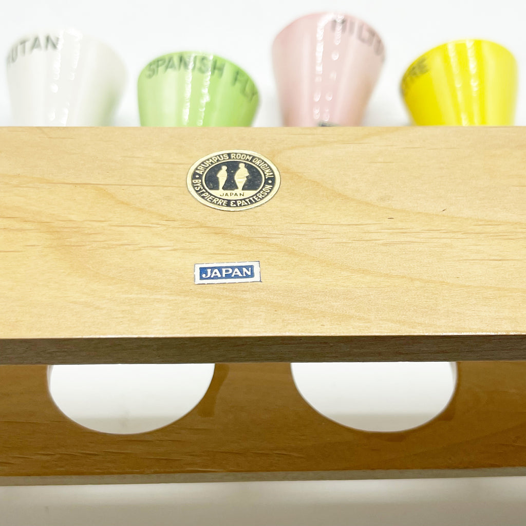 Vintage 1950’s Ceramic Party Spice Bar W/ Wood Rack