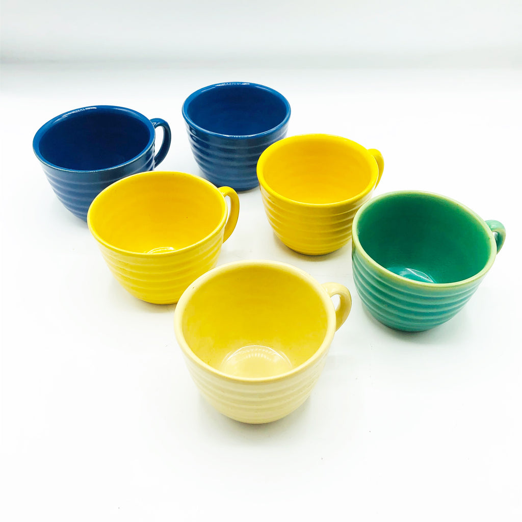 Vintage 14” Bauer Footed 1930’s Punch Bowl W/ 12 Cups