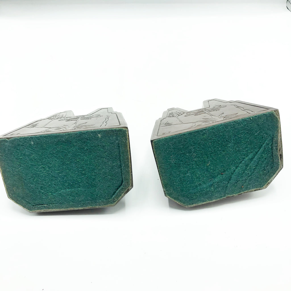 Vintage Bookends W/ Dogs Pekingese Dogs Spelter Metal