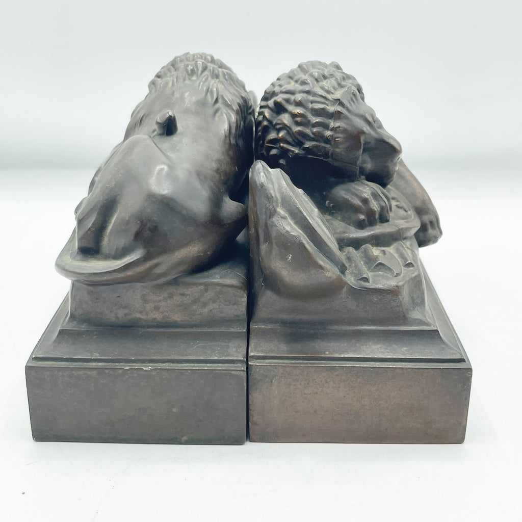 Vintage Metal Lion Book Ends