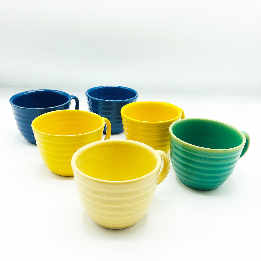 Vintage 14” Bauer Footed 1930’s Punch Bowl W/ 12 Cups