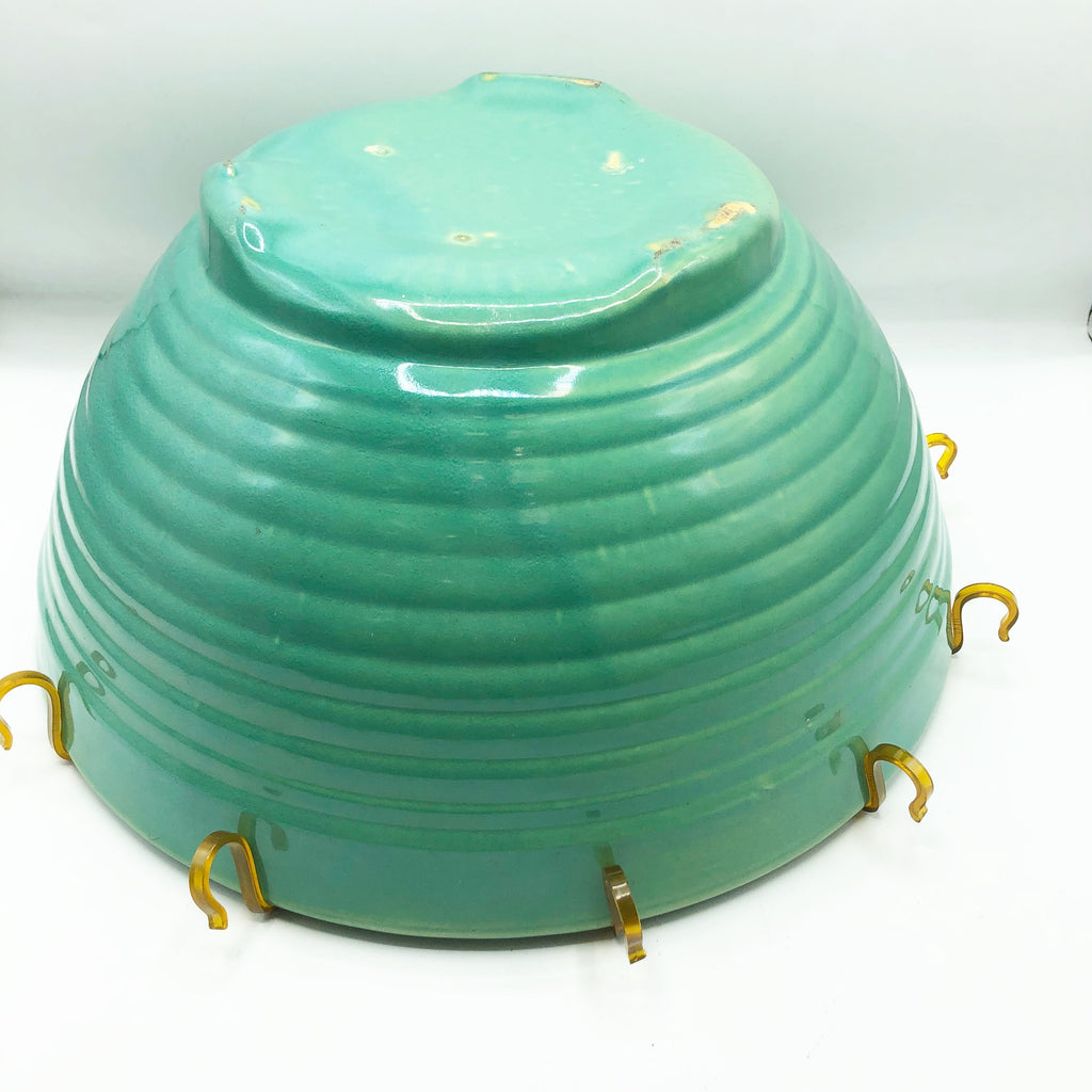 Vintage 14” Bauer Footed 1930’s Punch Bowl W/ 12 Cups