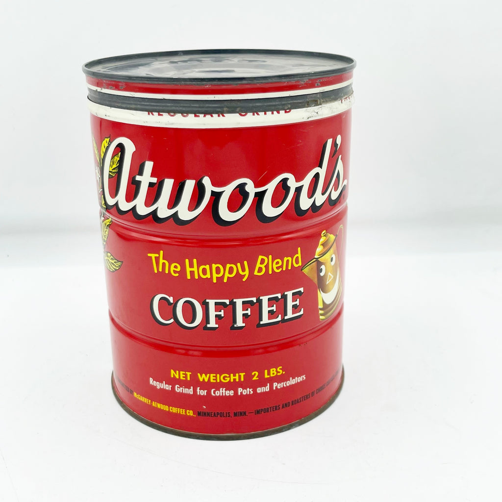 Vintage Super Clean Atwood’s Coffee Can W/ Litho Graphics Circa 1930