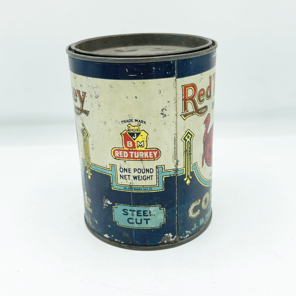 Vintage Circa 1920 Red Turkey Coffee Can W/ Litho Graphics