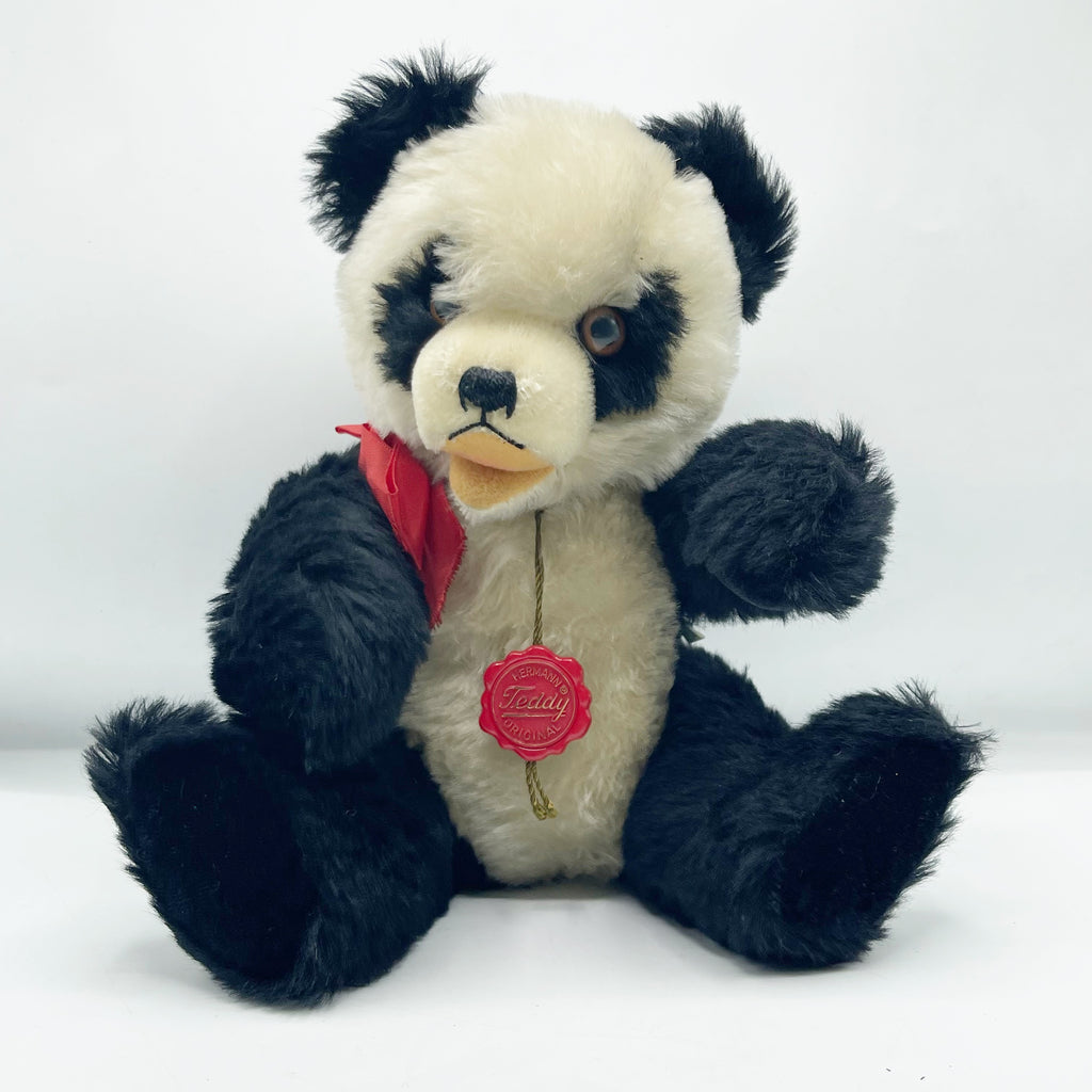 Vintage 14" Panda Teddy Bear W/ Tag & Bow By Herman W.