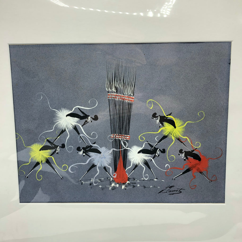 Mid Century Modern African Dancer Painting