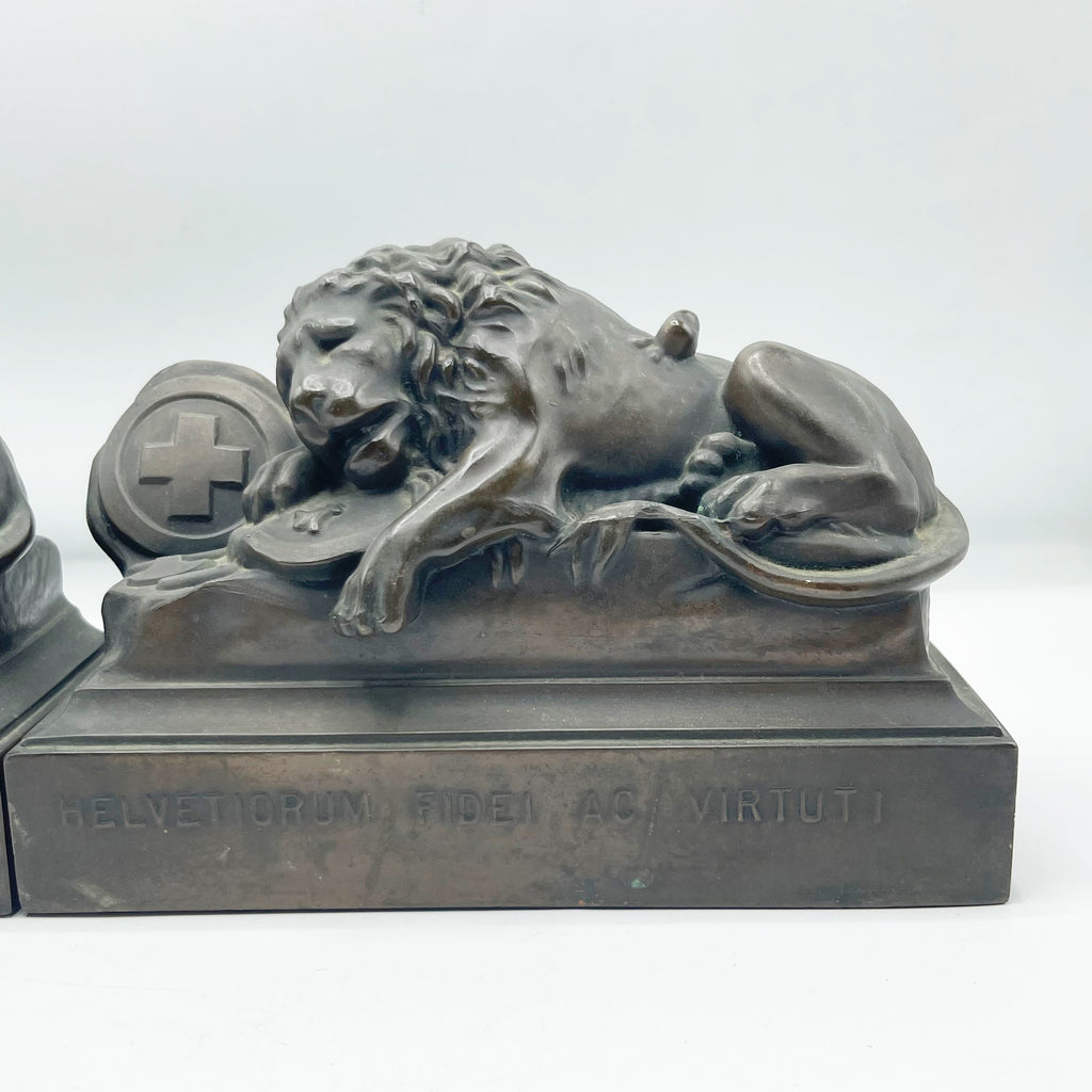 Vintage Metal Lion Book Ends
