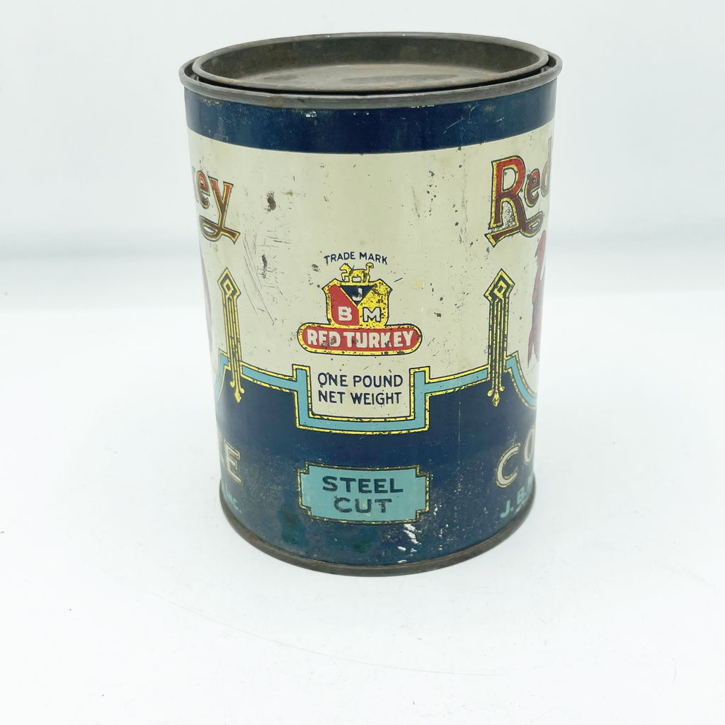 Vintage Circa 1920 Red Turkey Coffee Can W/ Litho Graphics