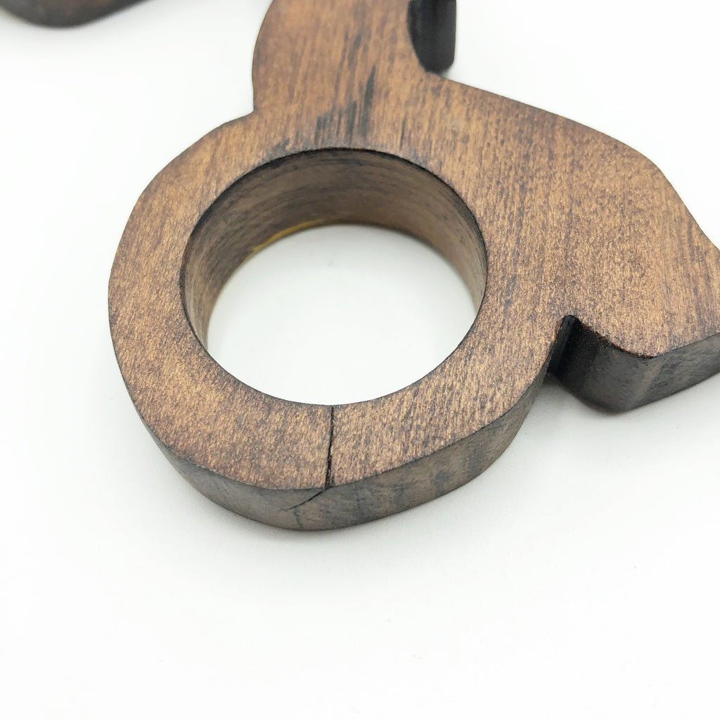 Vintage Set of 6 Monterey Style Wooden Napkin Rings