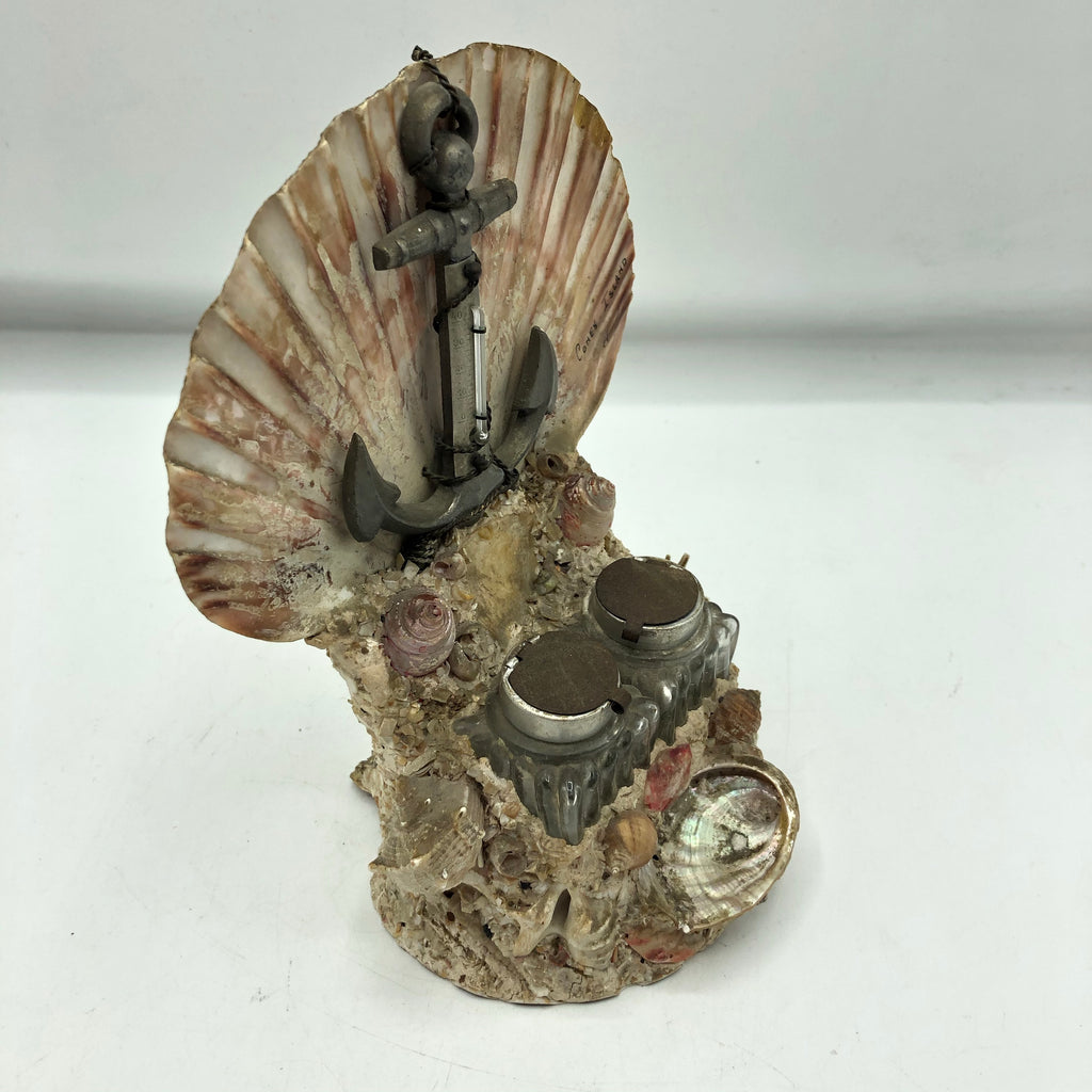 Antique Coney Island Seashell Souvenir Inkwell