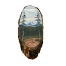 Vintage Hand Painted Landscape on a Live Edge Wood Slab By R.A. Shoup