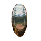 Vintage Hand Painted Landscape on a Live Edge Wood Slab By R.A. Shoup