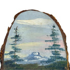 Vintage Hand Painted Landscape on a Live Edge Wood Slab By R.A. Shoup