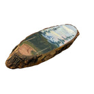 Vintage Hand Painted Landscape on a Live Edge Wood Slab By R.A. Shoup