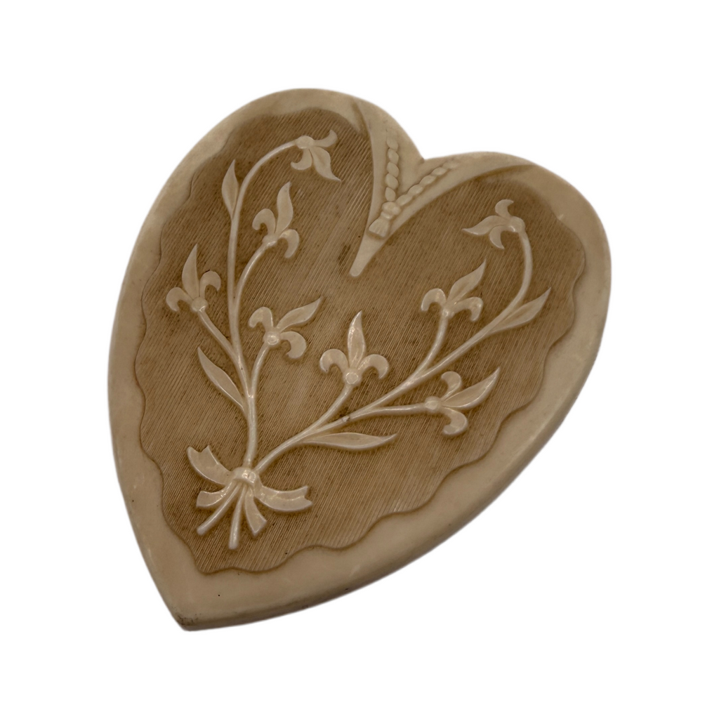 Vintage Celluloid Heart Shaped Jewelry Box 
