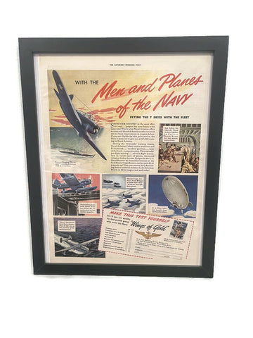 Framed Original World War 2 Era Navy Advertisement