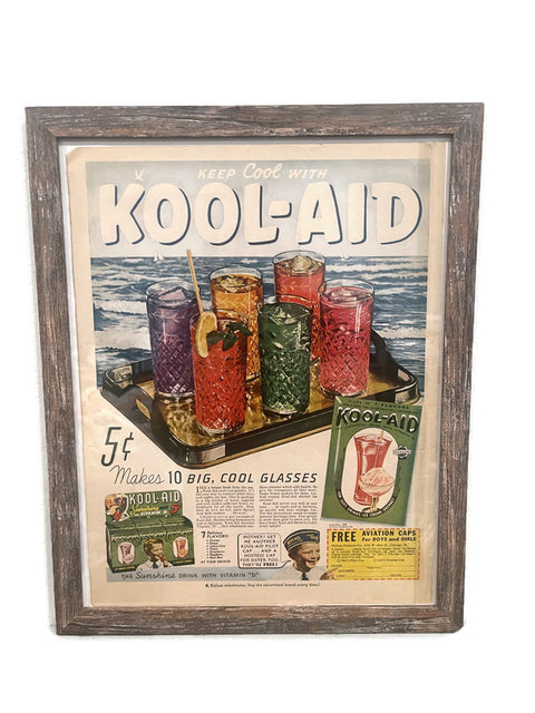 Framed Vintage Original Print Kool-Aid Advertisement