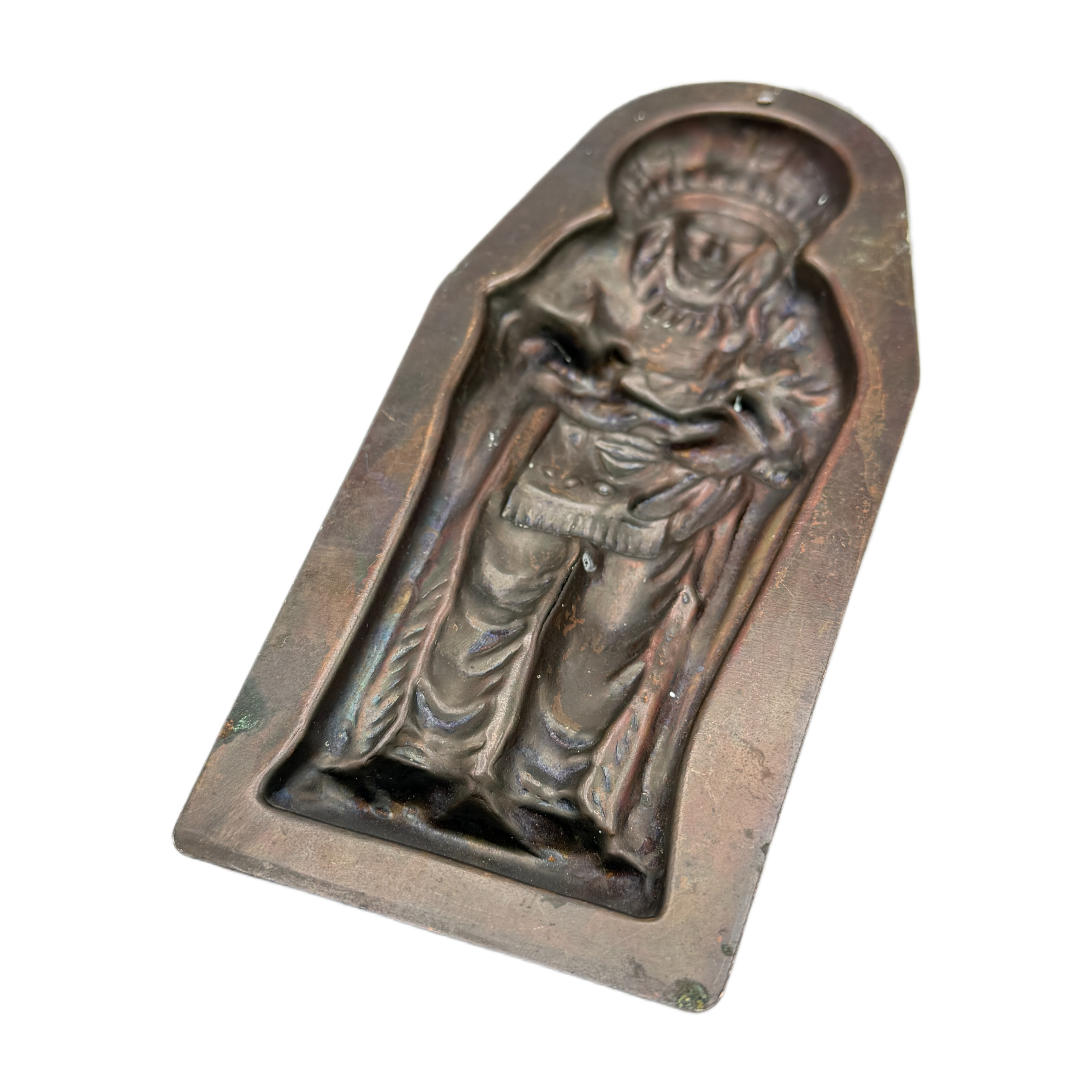Antique Copper Native American Chief Chocolate Mold