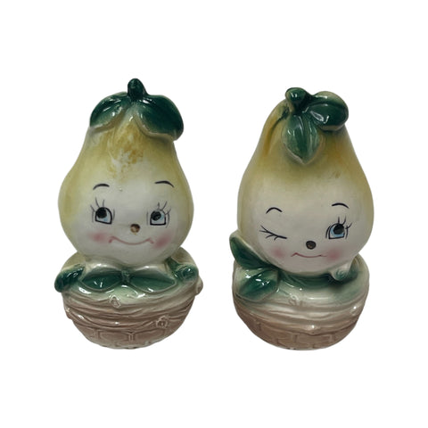 Vintage Japan Anthropomorphic Pear Salt & Pepper Shakers