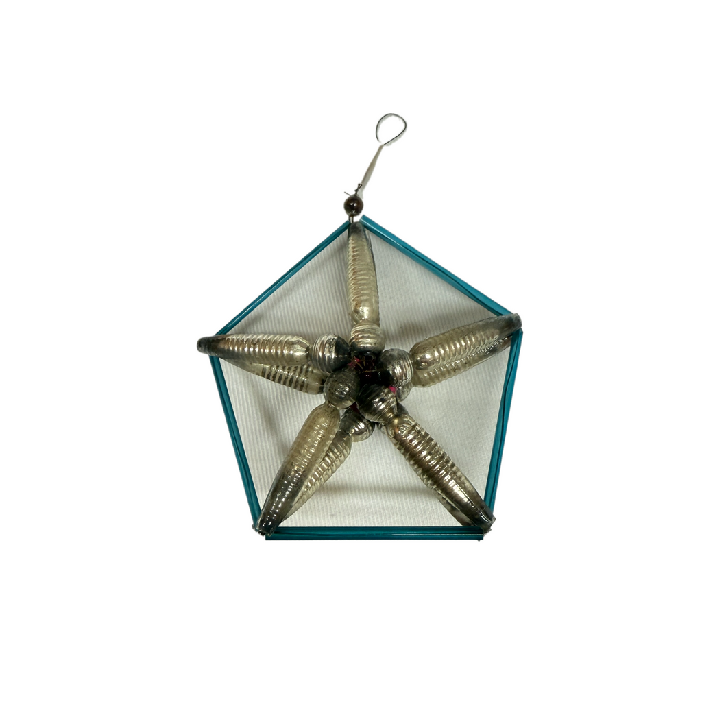 Vintage Mercury Glass Bead Star Christmas Ornament