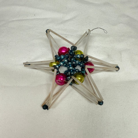 Vintage Mercury Glass Bead Star Christmas Ornament