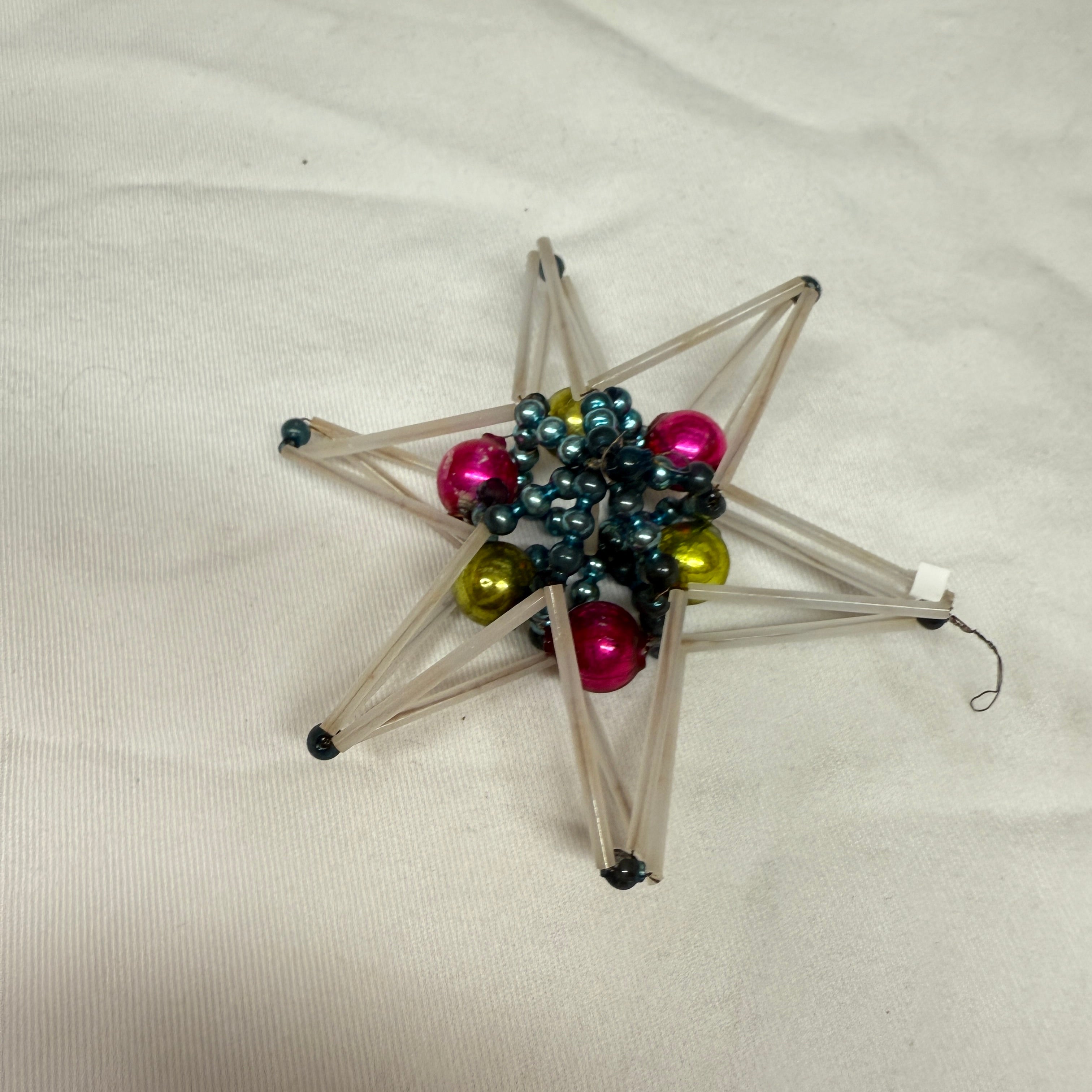 Vintage Mercury Glass Bead Star Christmas Ornament