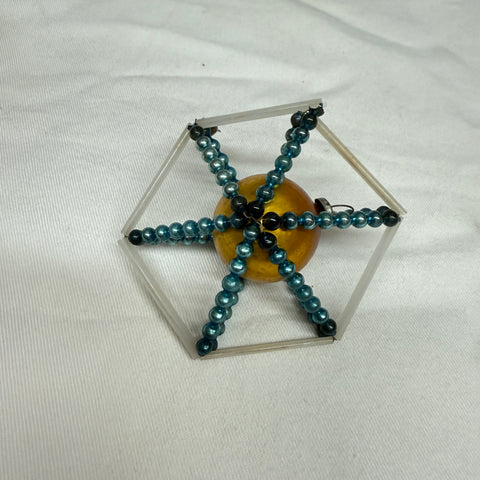 Vintage Mercury Glass Bead Star Christmas Ornament