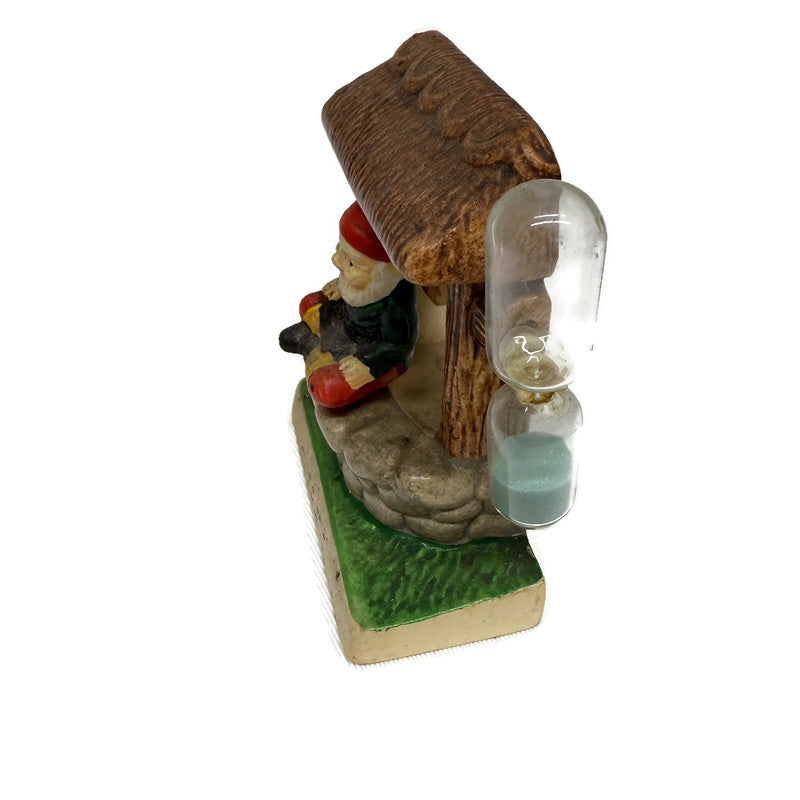Vintage Elf On A Wishing Well Manorware Chalkware Egg Timer