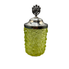 Antique Uranium/ Vaseline Glass Quadruple Silver Plate Pickle Castor