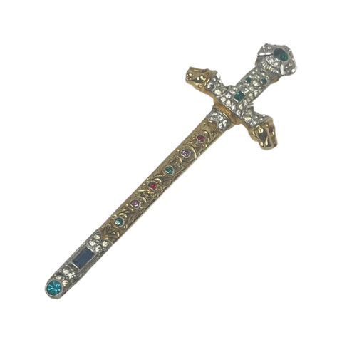 Vintage Signed Mazer Bros Sword Rhinestone Brooch