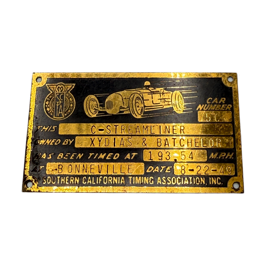 Vintage S.C.T.A. Tag Xydias & Batchelor Speed Tag from 8-22-49 