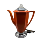   Antique Orange Porcelain Electric Percolator